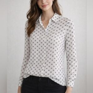 SUZIE SHIER BLACK AND WHITE CONTEMPORAIN BUTTON DOWN SHIRT SIZE SMALL